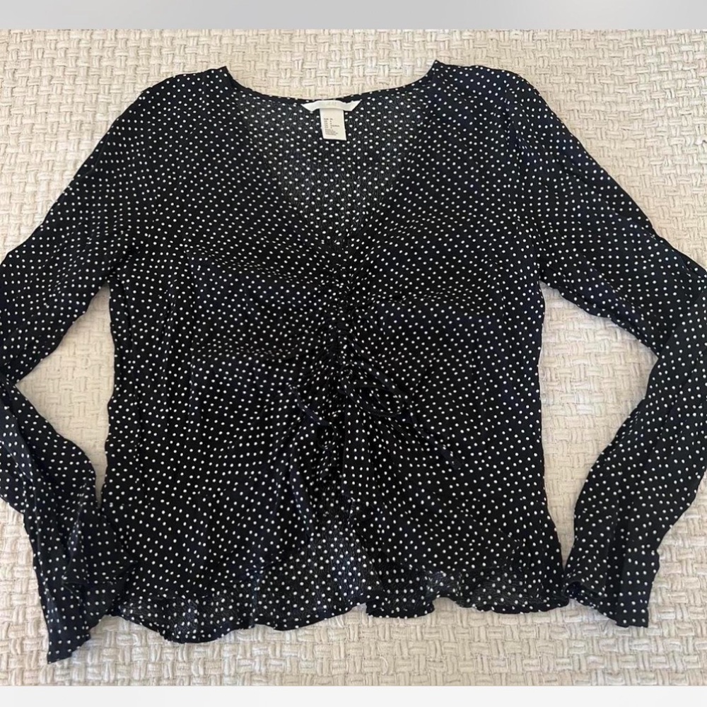 H&M Black and White Polka Dot Blouse